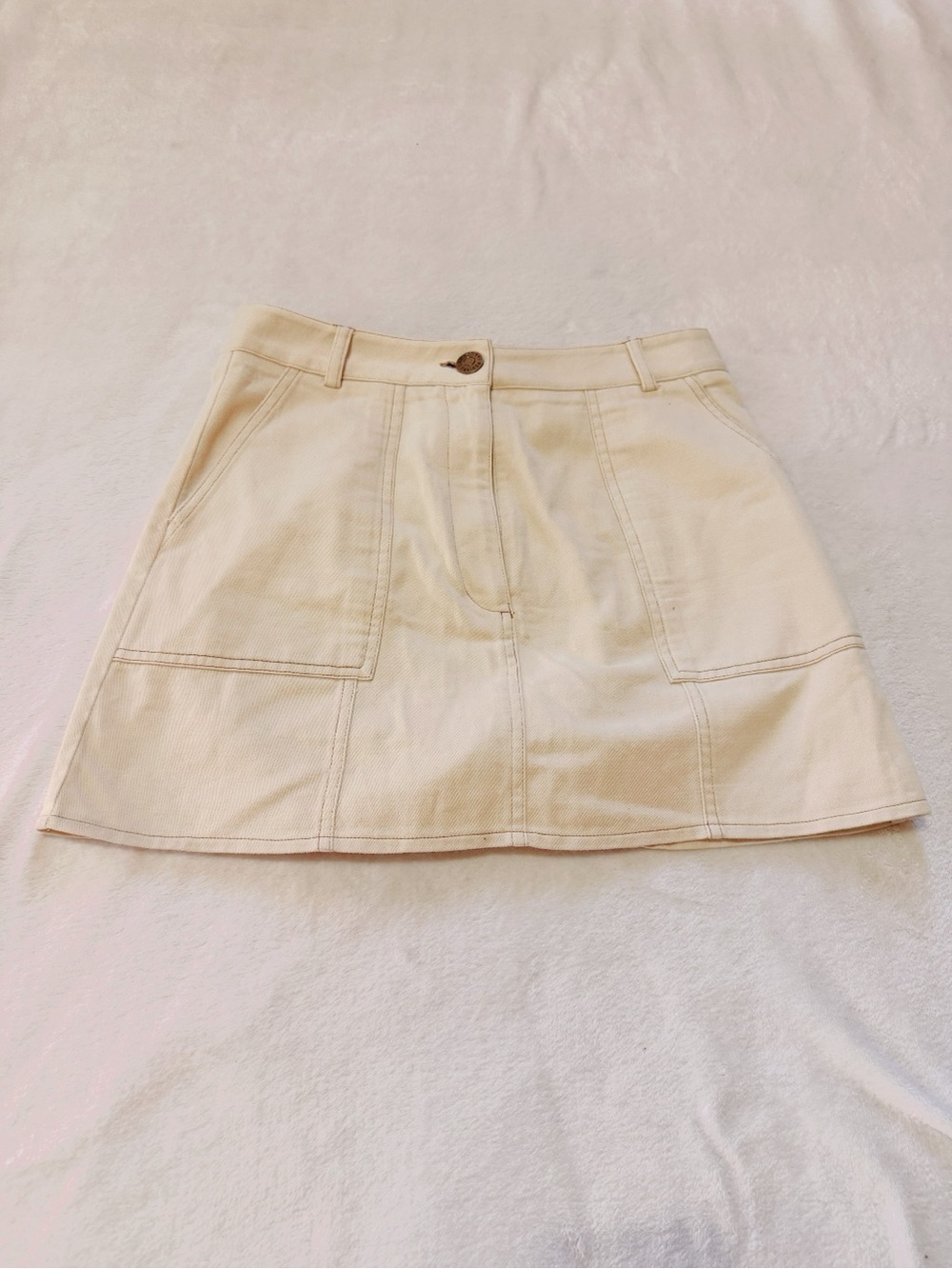 BDG Cream Utility A-Line Mini Skirt